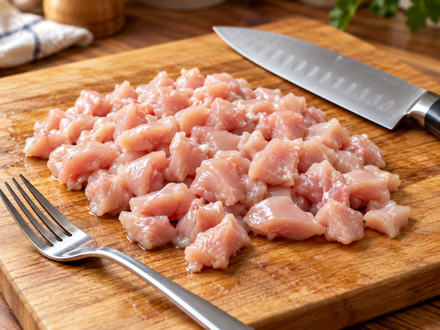 Diced boneless, skinless chicken breast