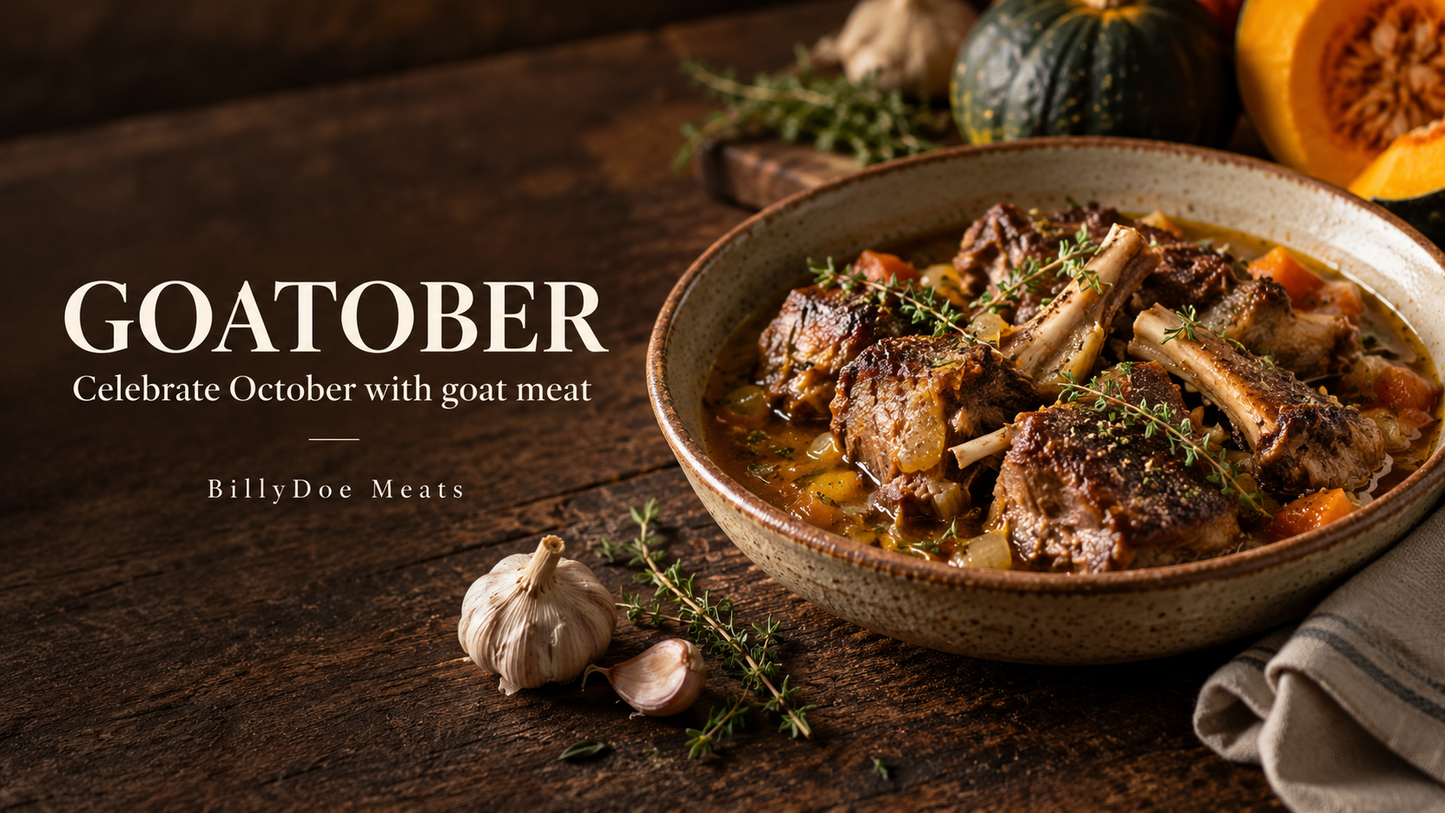 Braised goat in warm autumn light for a Goatober dinner