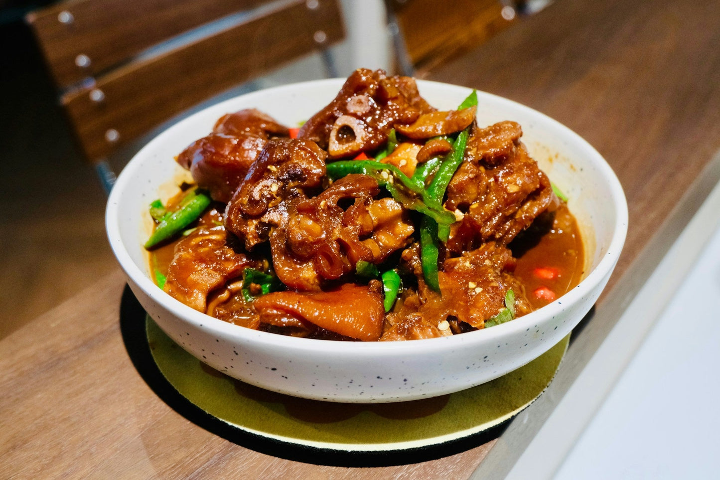 Moroccan lamb meatballs simmered in tomato sauce