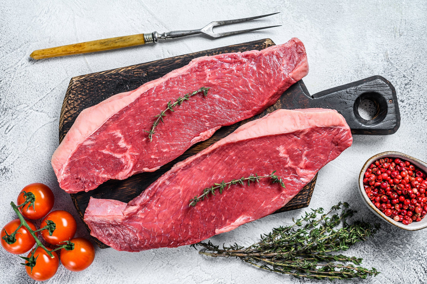 Seared steak plated at home