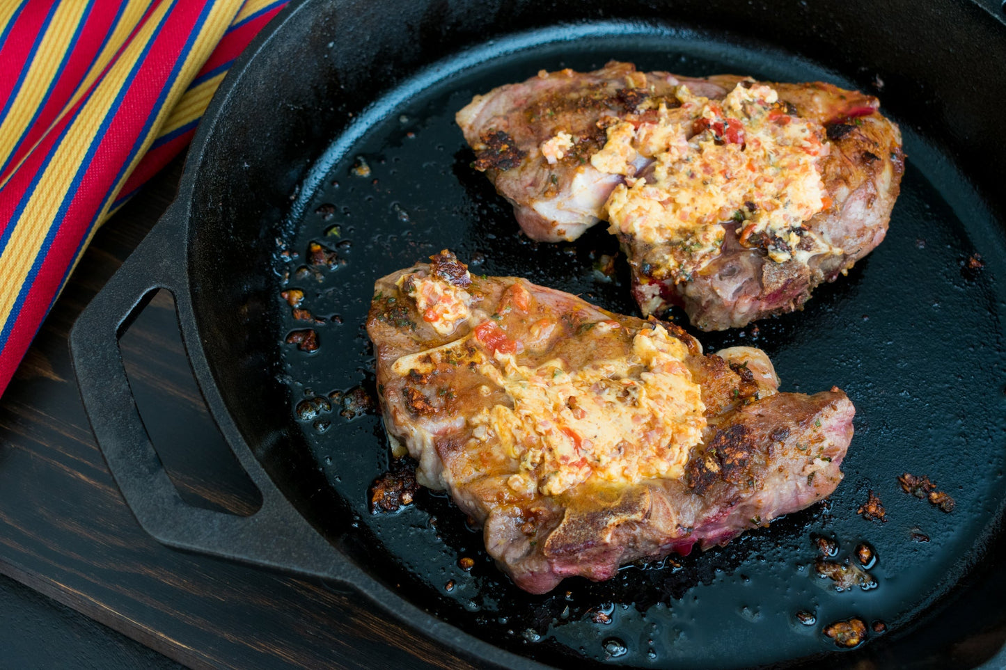 Grilled lamb shoulder chops with mint sauce