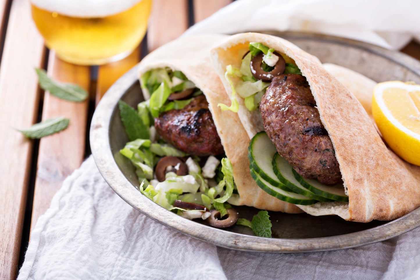 Lamb and feta sliders with garlic yogurt sauce