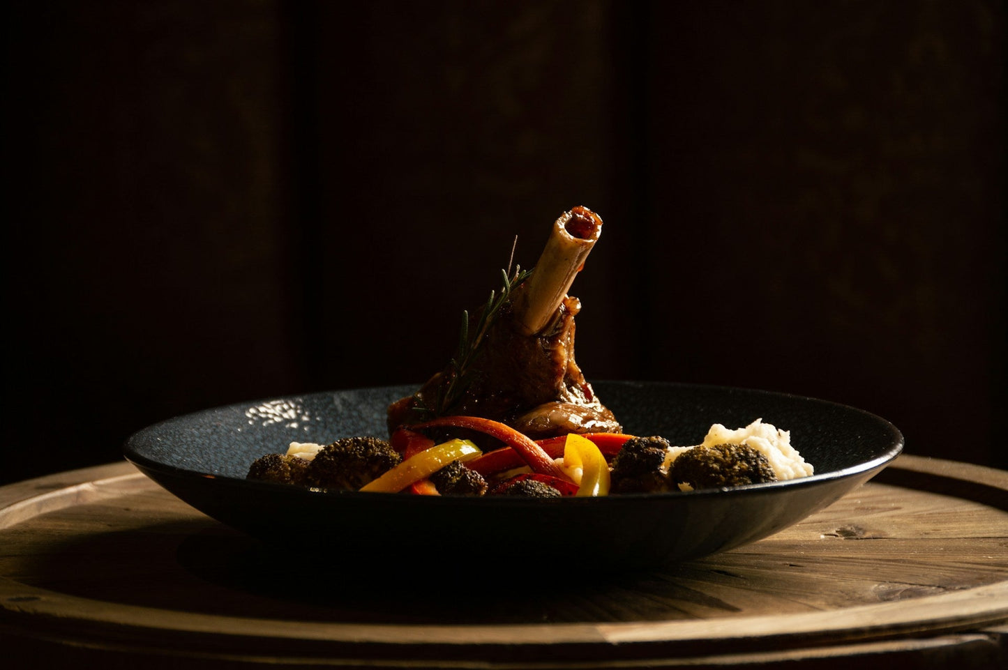 Braised lamb shanks in a rich tomato sauce