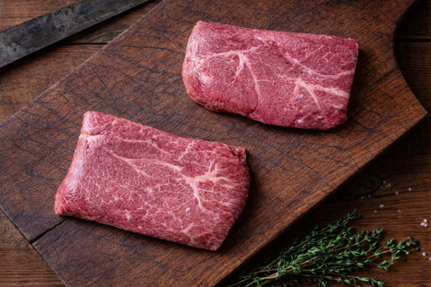 Grass-fed grass-finished organic flat iron steak