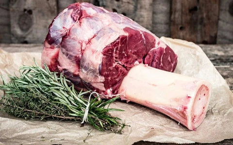 Beef shank cross-cut with center bone, also known as Thor's Hammer