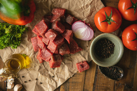Boneless goat kabob meat cubes for stew